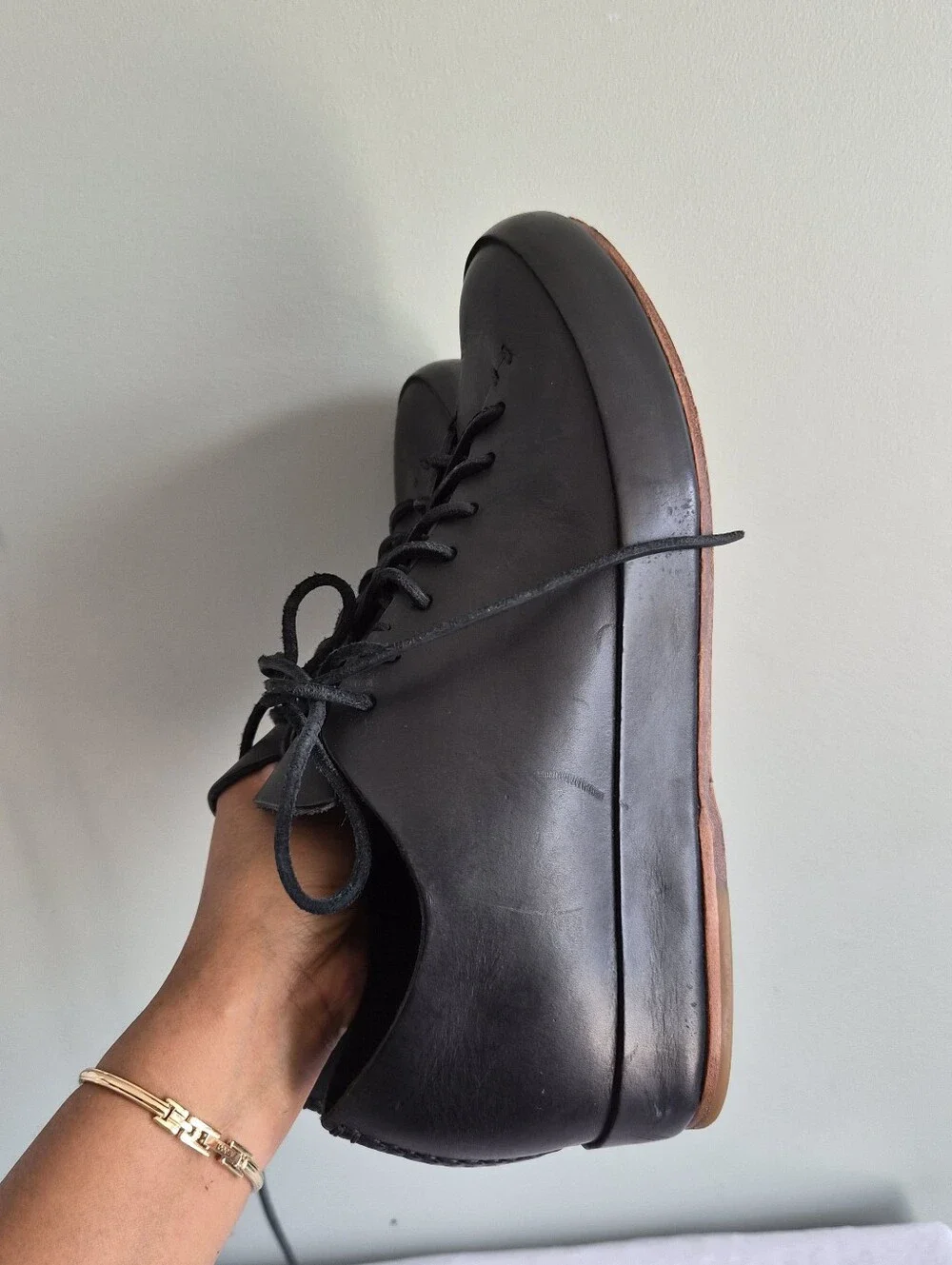 FEIT hand Sewn Low Men's Black Leather Lace-Up Casual Sneakers